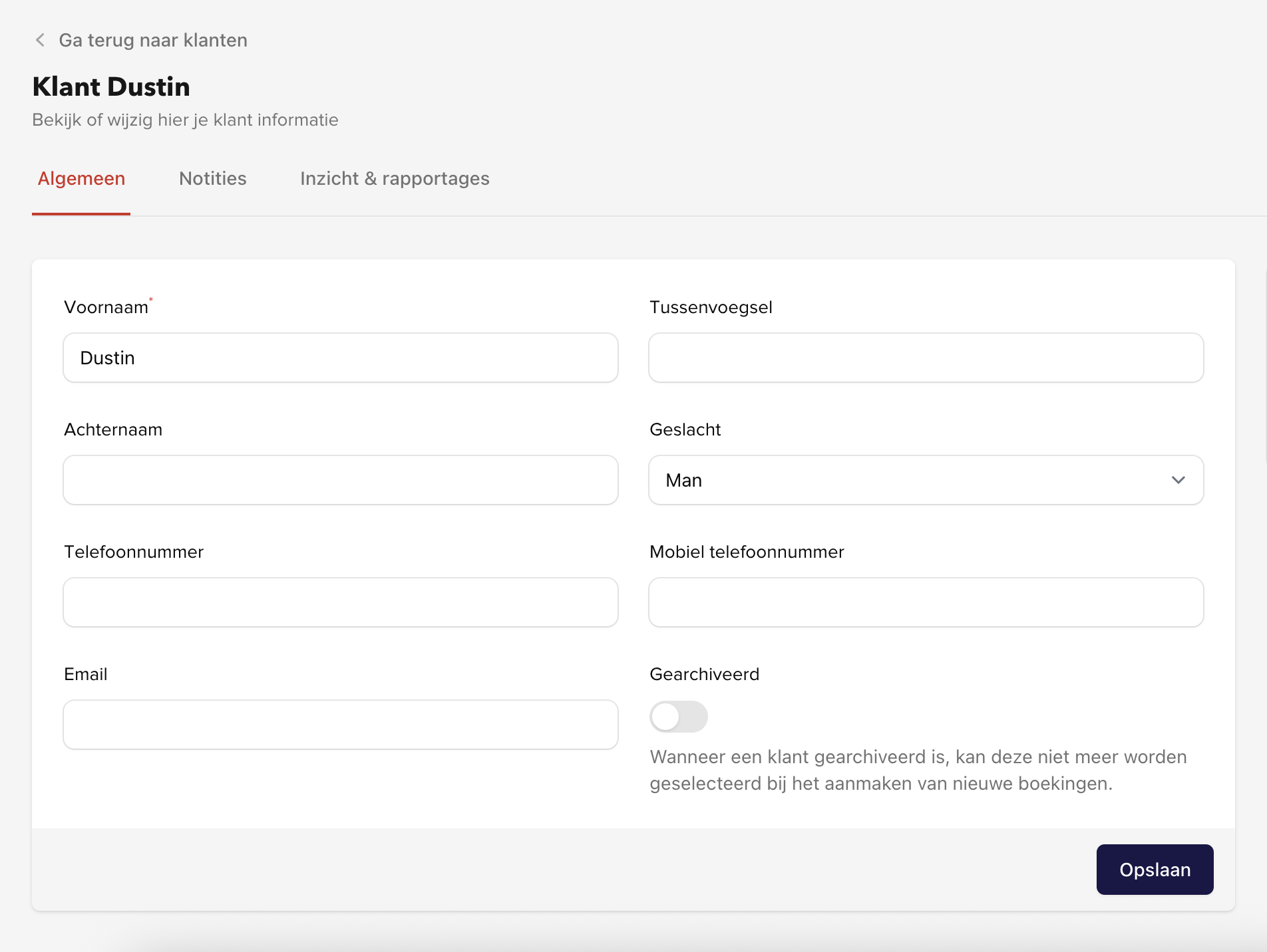 SalonAware Klantprofiel Screenshot