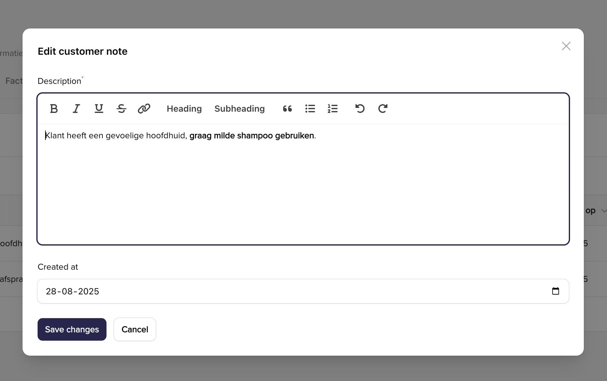 SalonAware Agenda Screenshot