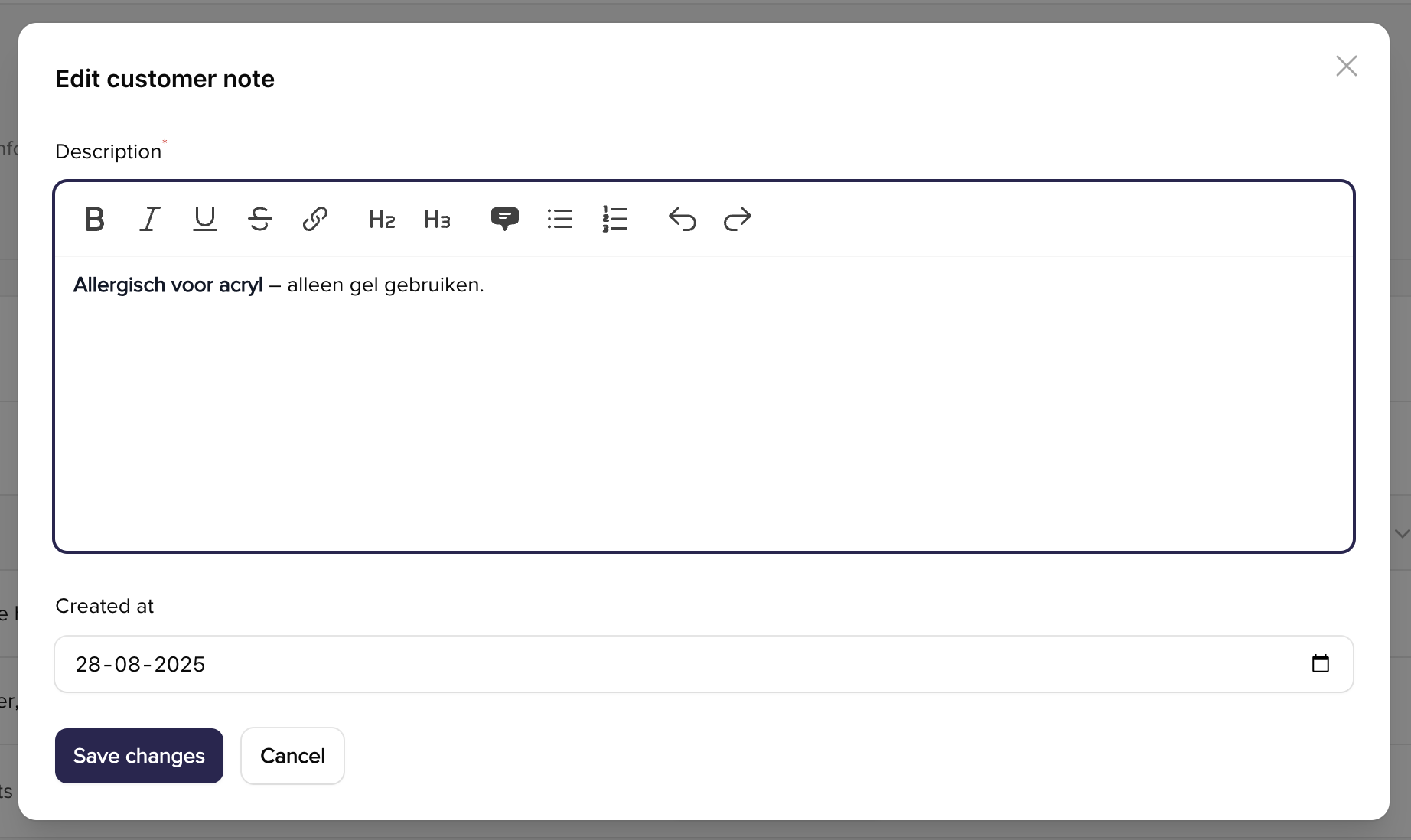 SalonAware Notities Screenshot