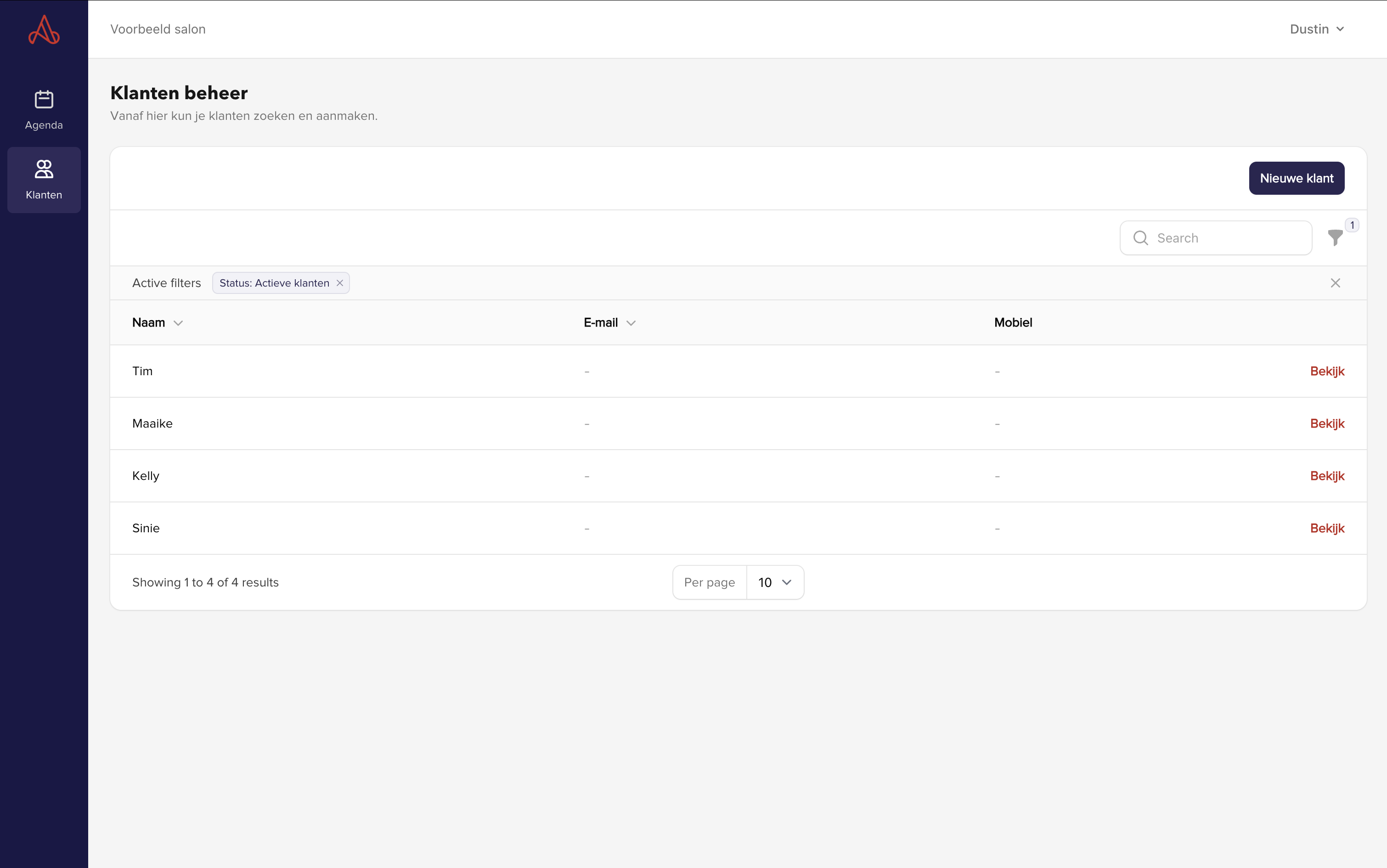 SalonAware Klantprofiel Screenshot